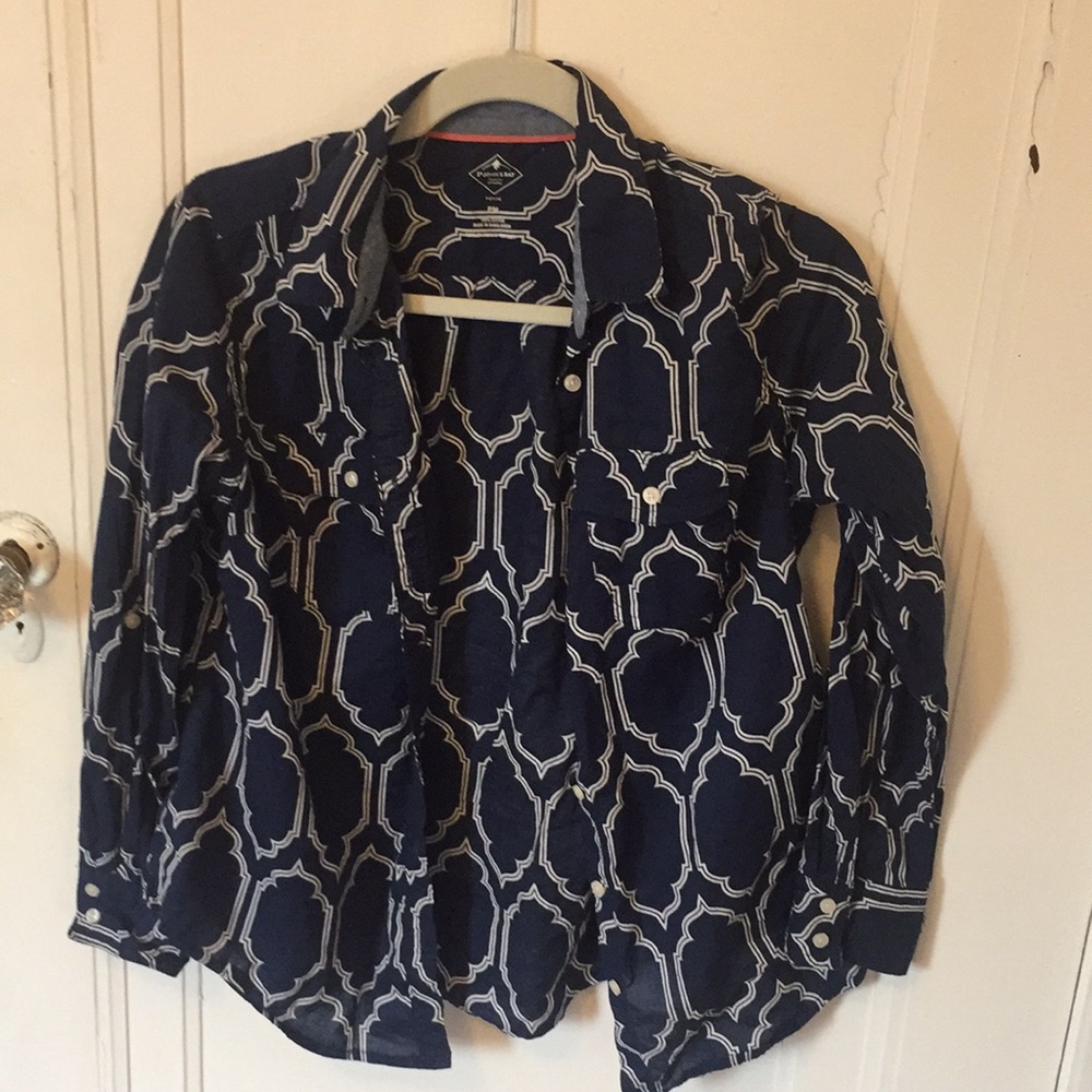 St Johns Bay Navy Blue Button-up
